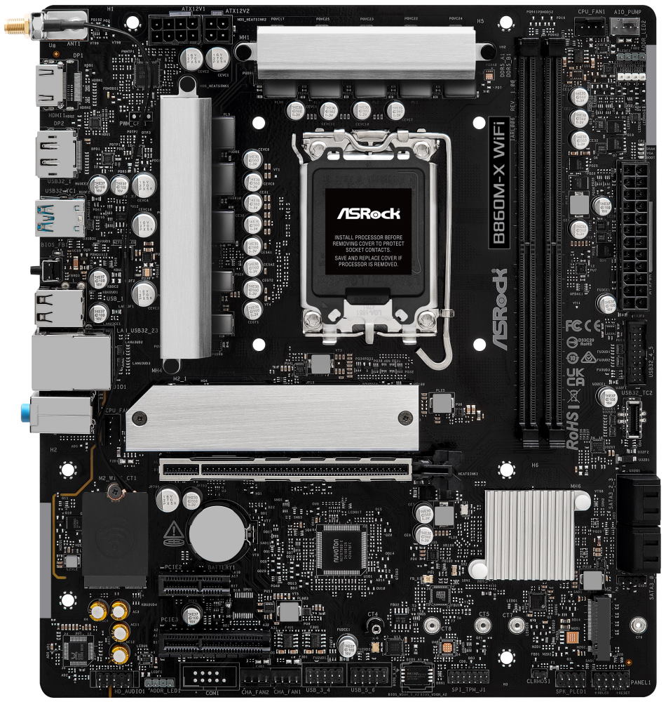 ASRock B860M-X WiFi / Intel B860 / LGA1851 / 2x DDR5 / 2x M.2 / HDMI / DP / USB-C / WiFi / mATX